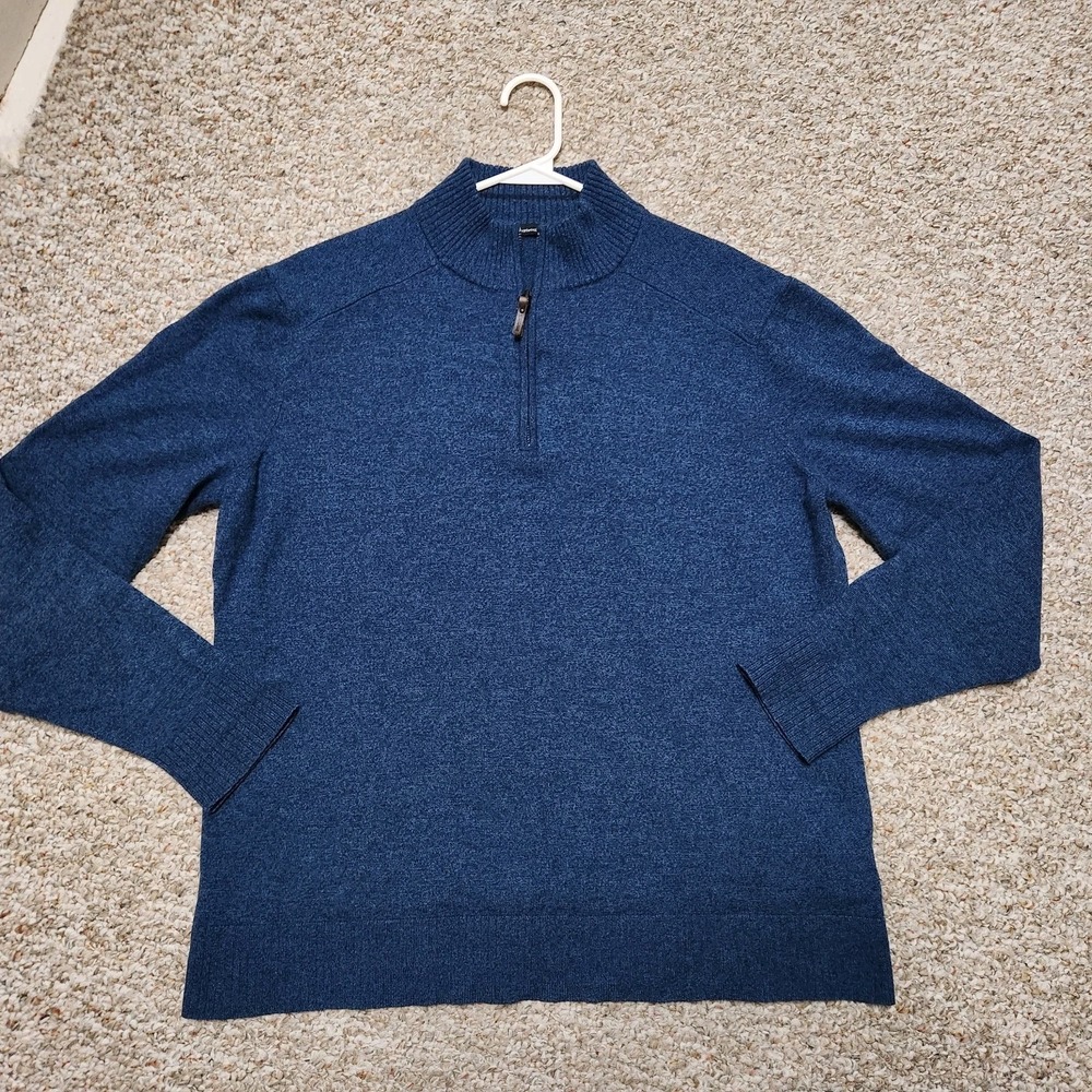 Smartwool Sparwood 1/4 Zip Sweater Mens XL Blue Heather Merino Wool Blend